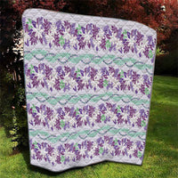 Monstera Tiare Plumeria Lei Pattern Quilt Purple Version LT01 - Polynesian Pride