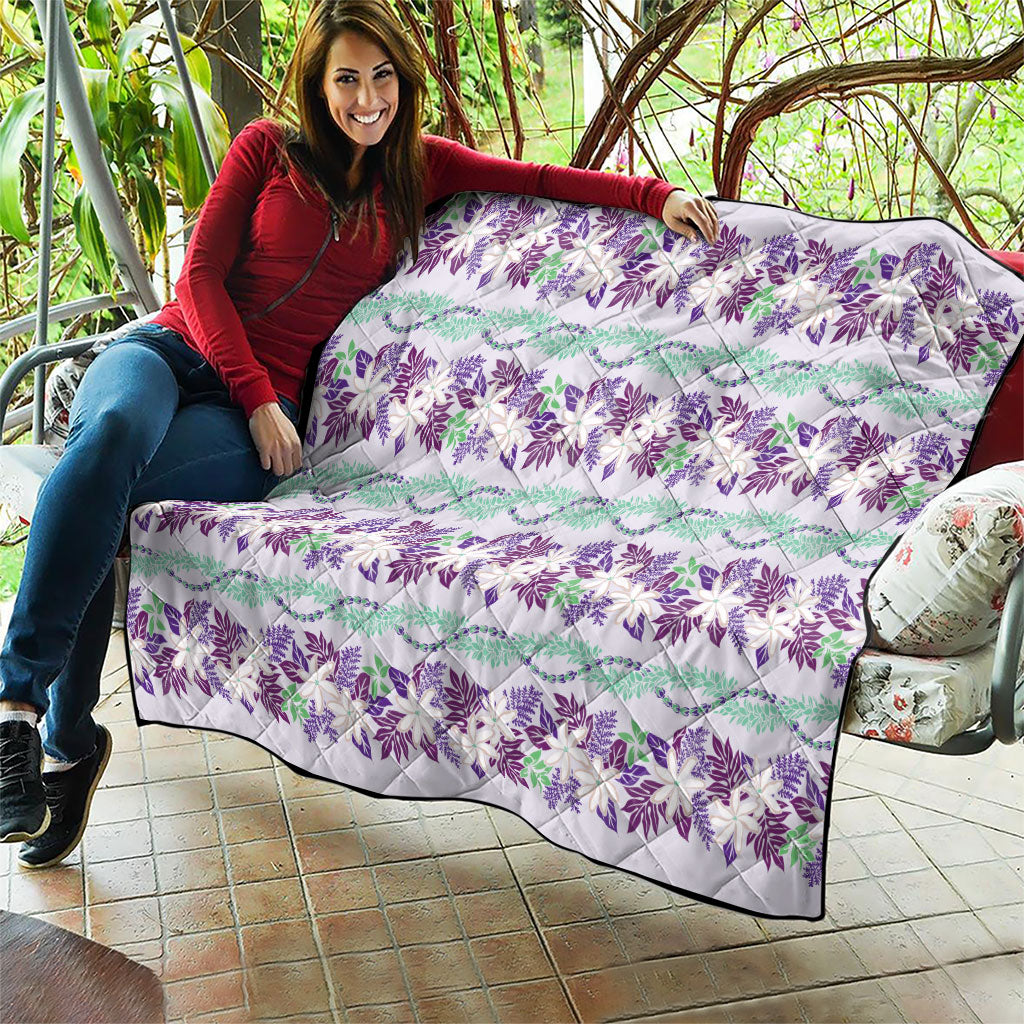 Monstera Tiare Plumeria Lei Pattern Quilt Purple Version LT01 - Polynesian Pride