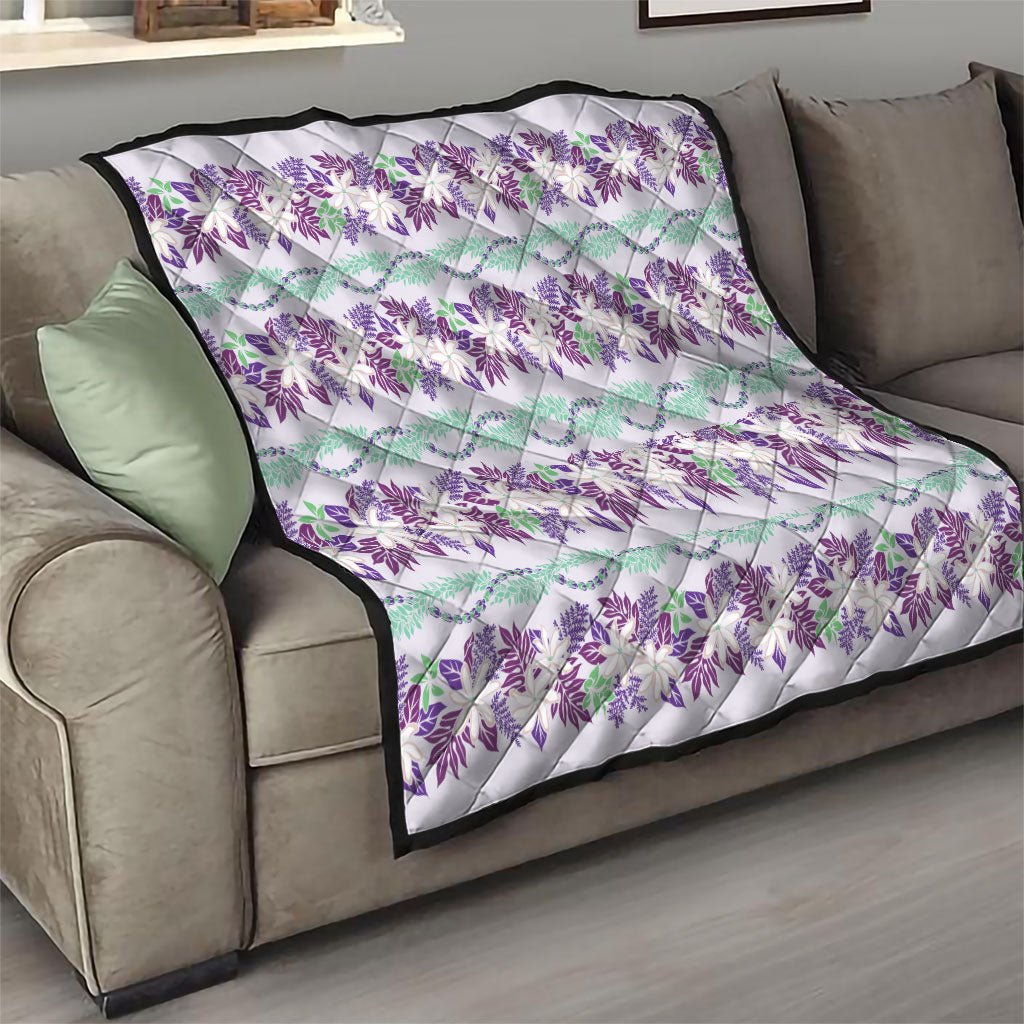 Monstera Tiare Plumeria Lei Pattern Quilt Purple Version LT01 - Polynesian Pride