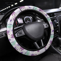 Monstera Tiare Plumeria Lei Pattern Steering Wheel Cover Purple Version LT01 Universal Fit Purple - Polynesian Pride