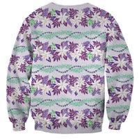 Monstera Tiare Plumeria Lei Pattern Sweatshirt Purple Version LT01 - Polynesian Pride