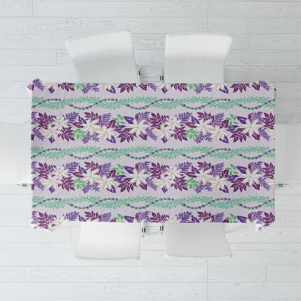 Monstera Tiare Plumeria Lei Pattern Tablecloth Purple Version LT01 Purple - Polynesian Pride