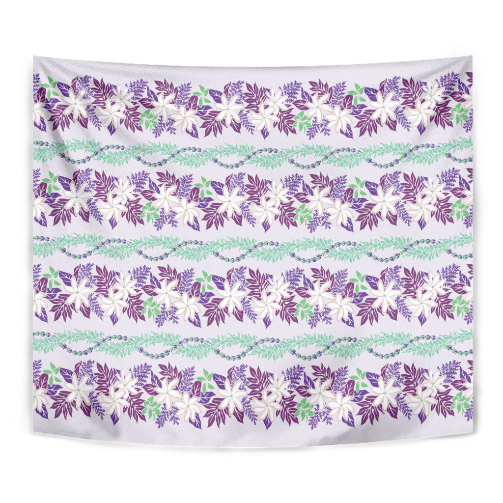 Monstera Tiare Plumeria Lei Pattern Tapestry Purple Version LT01 - Polynesian Pride