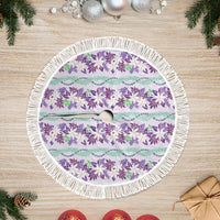 Monstera Tiare Plumeria Lei Pattern Tree Skirt Purple Version LT01 Fringed Purple - Polynesian Pride
