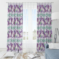 Monstera Tiare Plumeria Lei Pattern Window Curtain Purple Version LT01 - Polynesian Pride