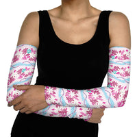 Monstera Tiare Plumeria Lei Pattern Arm Sleeves Pink Version LT01 - Polynesian Pride