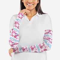 Monstera Tiare Plumeria Lei Pattern Arm Sleeves Pink Version LT01 - Polynesian Pride
