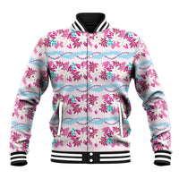 Monstera Tiare Plumeria Lei Pattern Baseball Jacket Pink Version LT01 Unisex Pink - Polynesian Pride