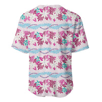 Monstera Tiare Plumeria Lei Pattern Baseball Jersey Pink Version LT01 - Polynesian Pride