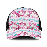 Monstera Tiare Plumeria Lei Pattern Baseball Net Cap Pink Version LT01 One Size Black Pink - Polynesian Pride