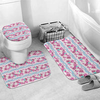 Monstera Tiare Plumeria Lei Pattern Bathroom Set Pink Version LT01 Mat Set Only (3 pcs) One Size Pink - Polynesian Pride