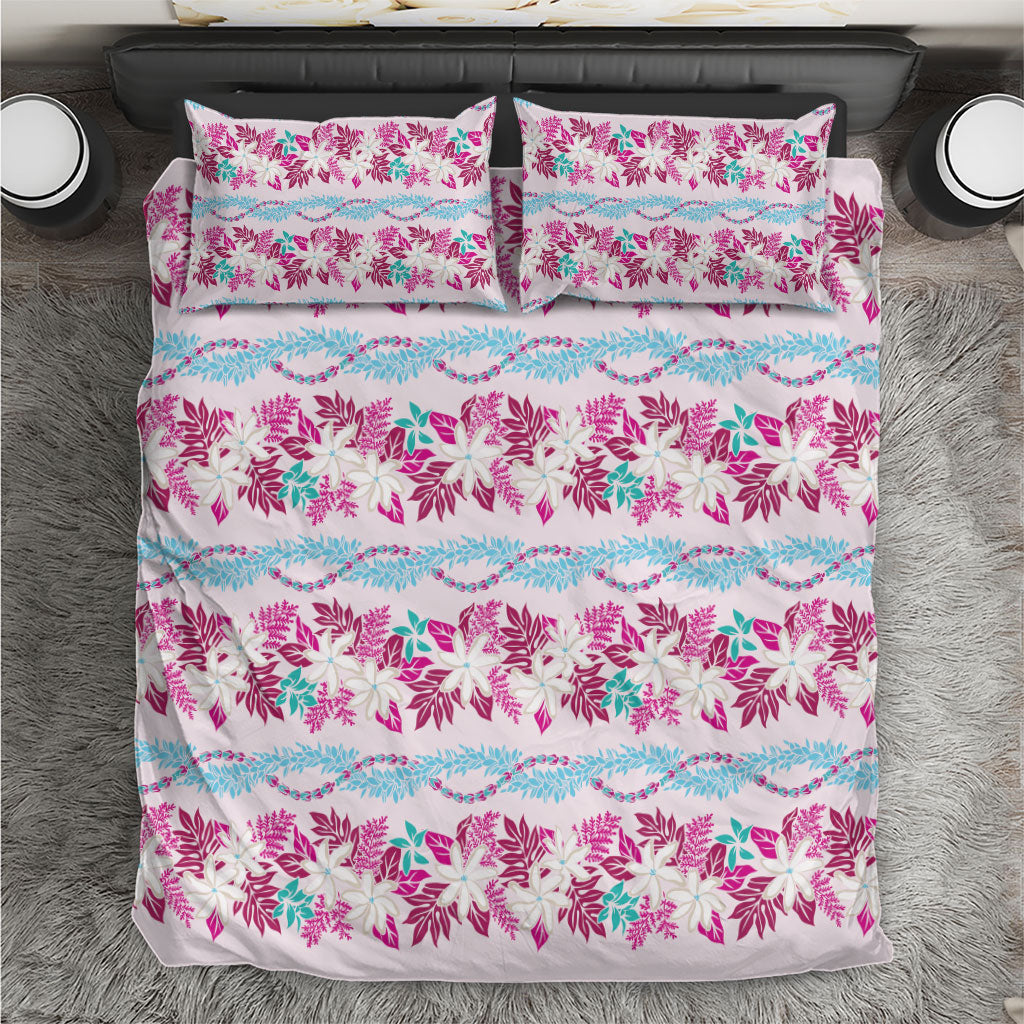 Monstera Tiare Plumeria Lei Pattern Bedding Set Pink Version LT01 Pink - Polynesian Pride