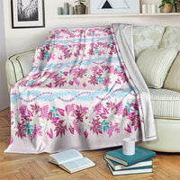 Monstera Tiare Plumeria Lei Pattern Blanket Pink Version LT01 Pink - Polynesian Pride