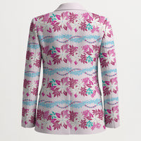 Monstera Tiare Plumeria Lei Pattern Blazer Pink Version LT01 - Polynesian Pride