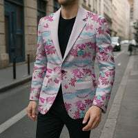 Monstera Tiare Plumeria Lei Pattern Blazer Pink Version LT01 - Polynesian Pride