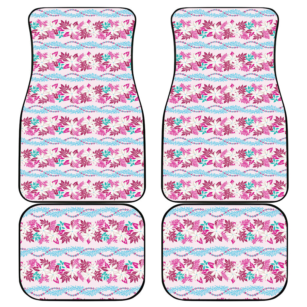 Monstera Tiare Plumeria Lei Pattern Car Mats Pink Version LT01 - Polynesian Pride