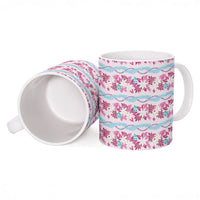 Monstera Tiare Plumeria Lei Pattern Ceramic Mug Pink Version LT01 - Polynesian Pride