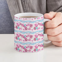Monstera Tiare Plumeria Lei Pattern Ceramic Mug Pink Version LT01 - Polynesian Pride