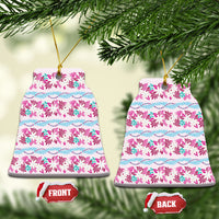 Monstera Tiare Plumeria Lei Pattern Ceramic Ornament Pink Version LT01 Bell Flake Pink - Polynesian Pride