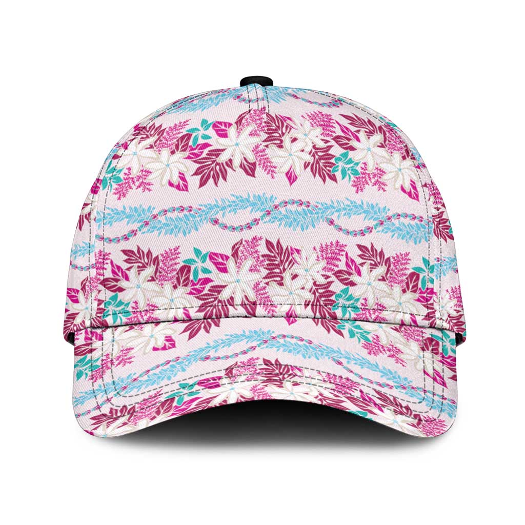 Monstera Tiare Plumeria Lei Pattern Classic Cap Pink Version
