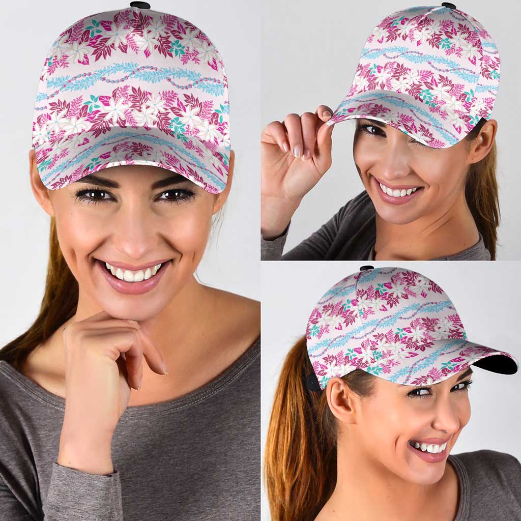 Monstera Tiare Plumeria Lei Pattern Classic Cap Pink Version