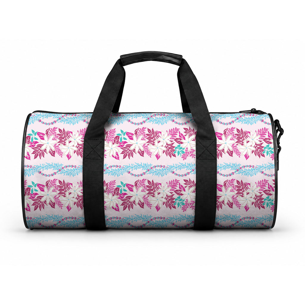 Monstera Tiare Plumeria Lei Pattern Duffle Bag Pink Version LT01 One size Pink - Polynesian Pride