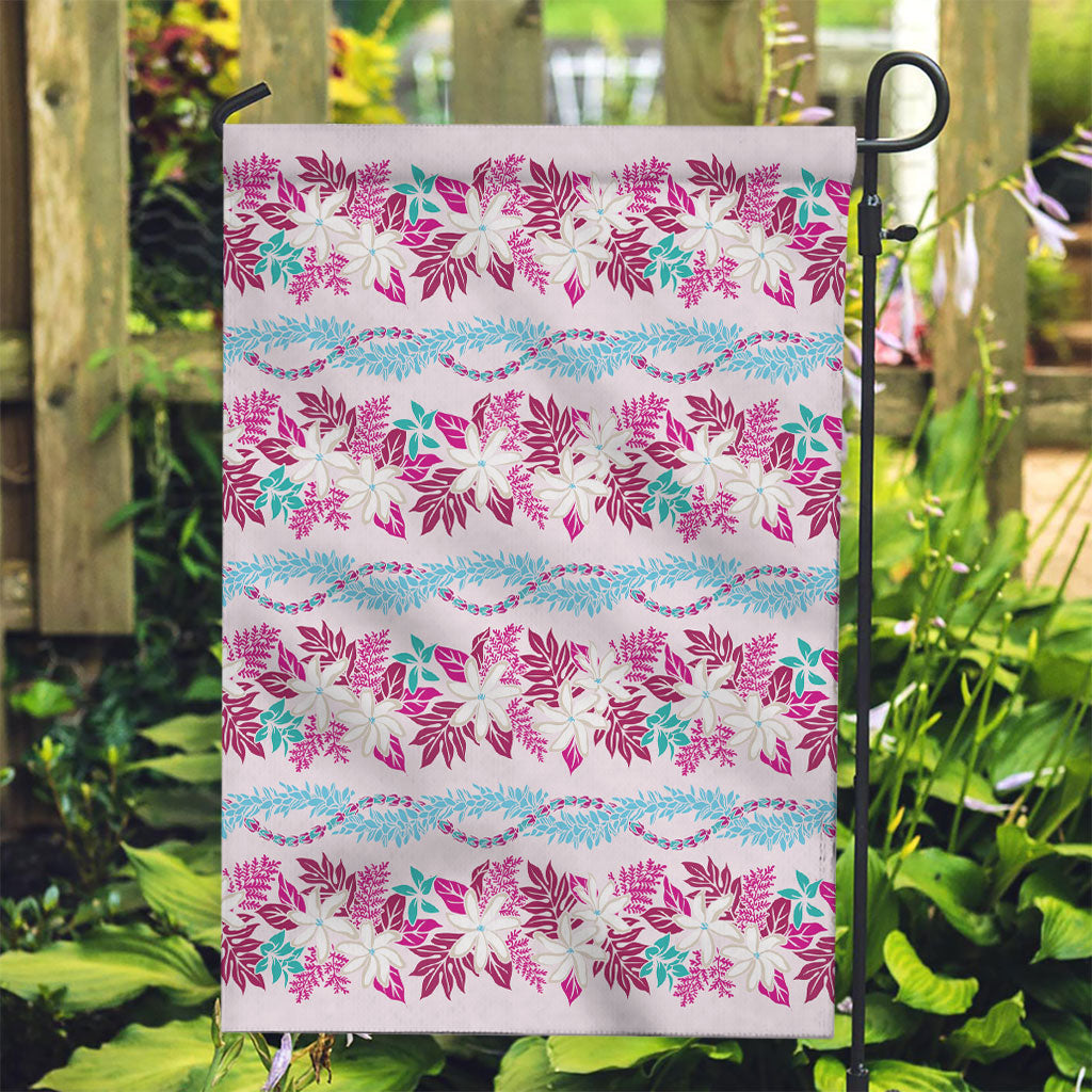 Monstera Tiare Plumeria Lei Pattern Garden Flag Pink Version LT01 Garden Flag Pink - Polynesian Pride