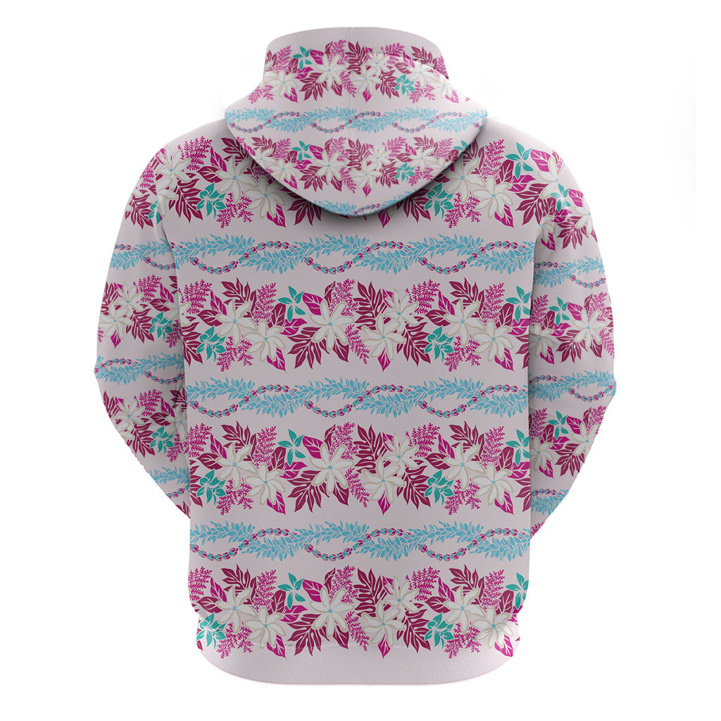 Monstera Tiare Plumeria Lei Pattern Hoodie Pink Version LT01 - Polynesian Pride