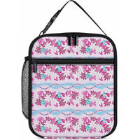 Monstera Tiare Plumeria Lei Pattern Lunch Bag Pink Version LT01 10.2 × 8.3 × 4.3 inch Pink - Polynesian Pride