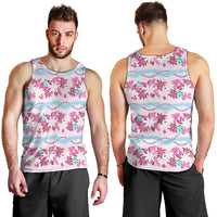 Monstera Tiare Plumeria Lei Pattern Men Tank Top Pink Version LT01 - Polynesian Pride