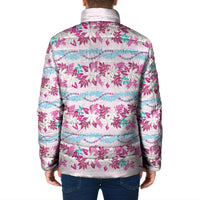 Monstera Tiare Plumeria Lei Pattern Padded Jacket Pink Version