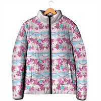 Monstera Tiare Plumeria Lei Pattern Padded Jacket Pink Version