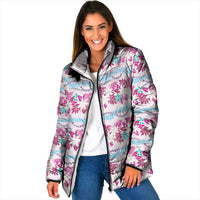 Monstera Tiare Plumeria Lei Pattern Padded Jacket Pink Version