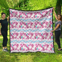 Monstera Tiare Plumeria Lei Pattern Quilt Pink Version LT01 - Polynesian Pride