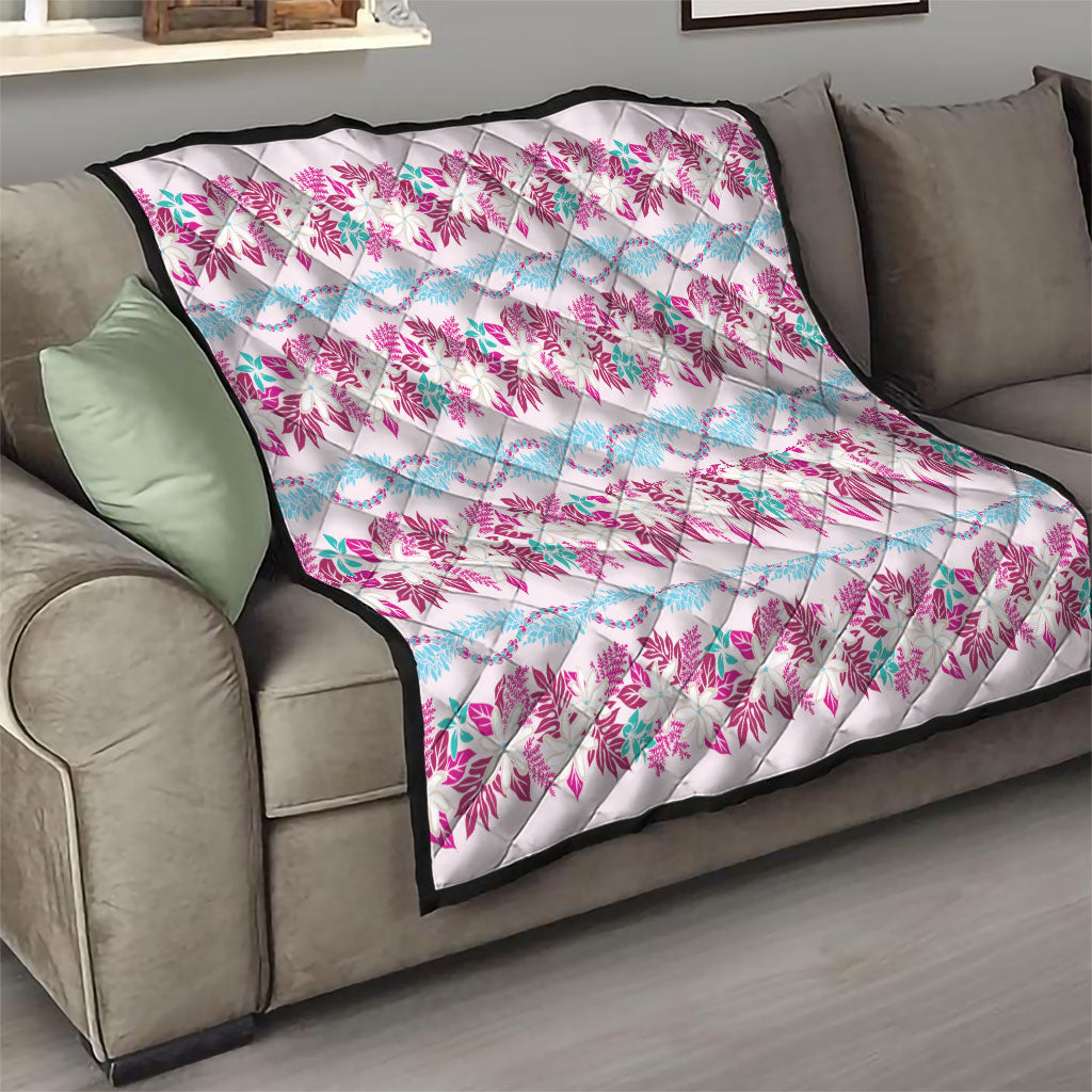 Monstera Tiare Plumeria Lei Pattern Quilt Pink Version LT01 - Polynesian Pride