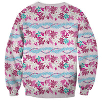 Monstera Tiare Plumeria Lei Pattern Sweatshirt Pink Version LT01 - Polynesian Pride