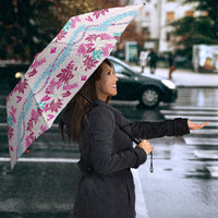 Monstera Tiare Plumeria Lei Pattern Umbrella Pink Version LT01 - Polynesian Pride