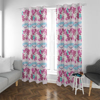 Monstera Tiare Plumeria Lei Pattern Window Curtain Pink Version LT01 With Grommets Pink - Polynesian Pride