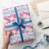 Monstera Tiare Plumeria Lei Pattern Wrapping Paper Pink Version LT01 - Polynesian Pride