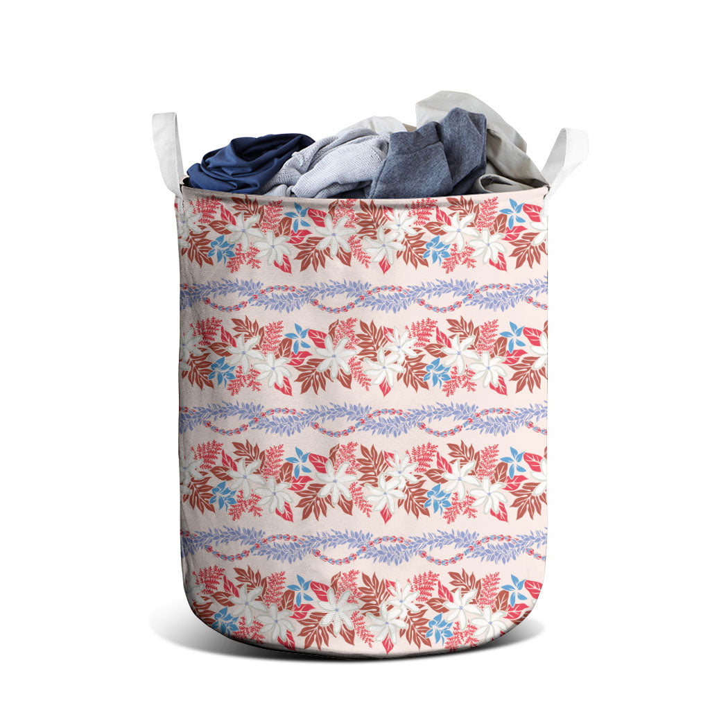 Monstera Tiare Plumeria Lei Pattern Laundry Basket Red Version LT01 - Polynesian Pride