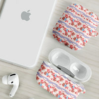 Monstera Tiare Plumeria Lei Pattern AirPods Case Red Version LT01 - Polynesian Pride
