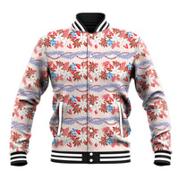 Monstera Tiare Plumeria Lei Pattern Baseball Jacket Red Version LT01 Unisex Red - Polynesian Pride