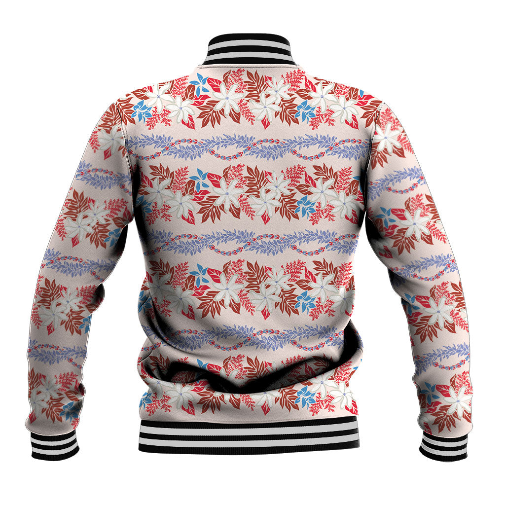 Monstera Tiare Plumeria Lei Pattern Baseball Jacket Red Version LT01 - Polynesian Pride