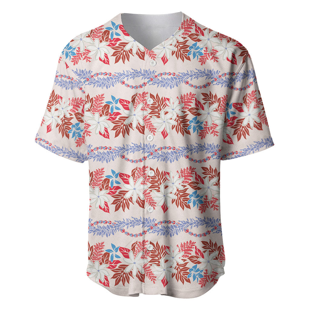 Monstera Tiare Plumeria Lei Pattern Baseball Jersey Red Version LT01 Red - Polynesian Pride