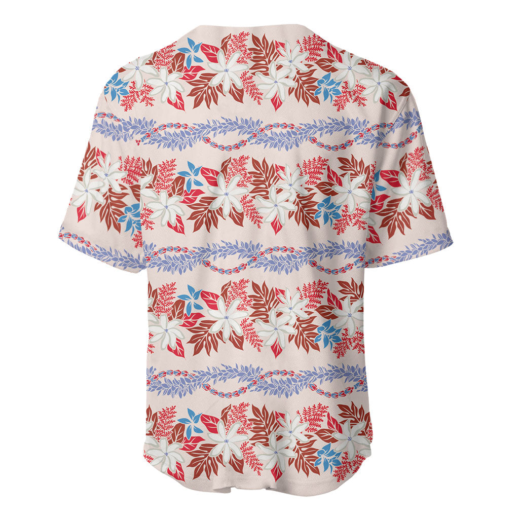 Monstera Tiare Plumeria Lei Pattern Baseball Jersey Red Version LT01 - Polynesian Pride