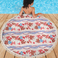 Monstera Tiare Plumeria Lei Pattern Beach Blanket Red Version LT01 - Polynesian Pride