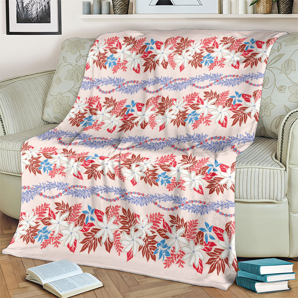 Monstera Tiare Plumeria Lei Pattern Blanket Red Version LT01 - Polynesian Pride