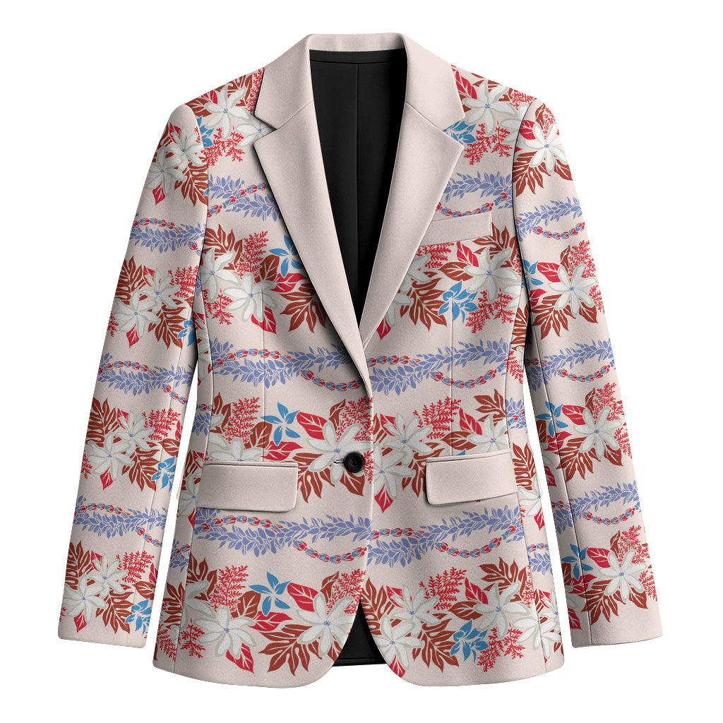 Monstera Tiare Plumeria Lei Pattern Blazer Red Version LT01 Unisex Red - Polynesian Pride