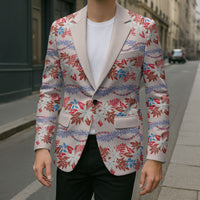 Monstera Tiare Plumeria Lei Pattern Blazer Red Version LT01 - Polynesian Pride
