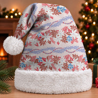 Monstera Tiare Plumeria Lei Pattern Christmas Santa Hat Red Version LT01 With Fur Red - Polynesian Pride
